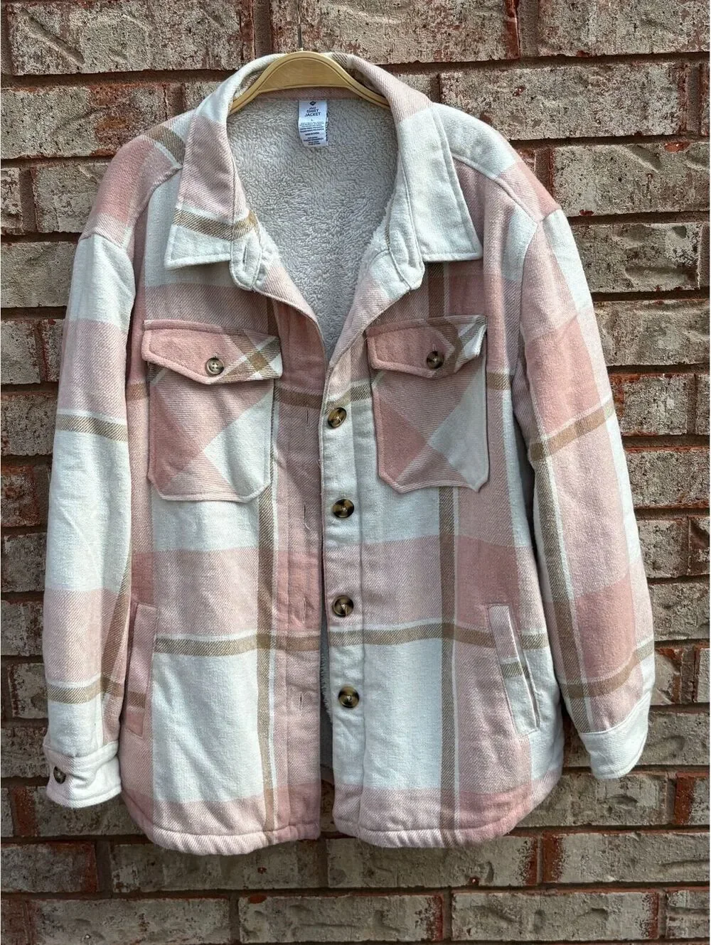 #7 Members Mark Pink Plaid Jacket Size L - Picture 3 of 5